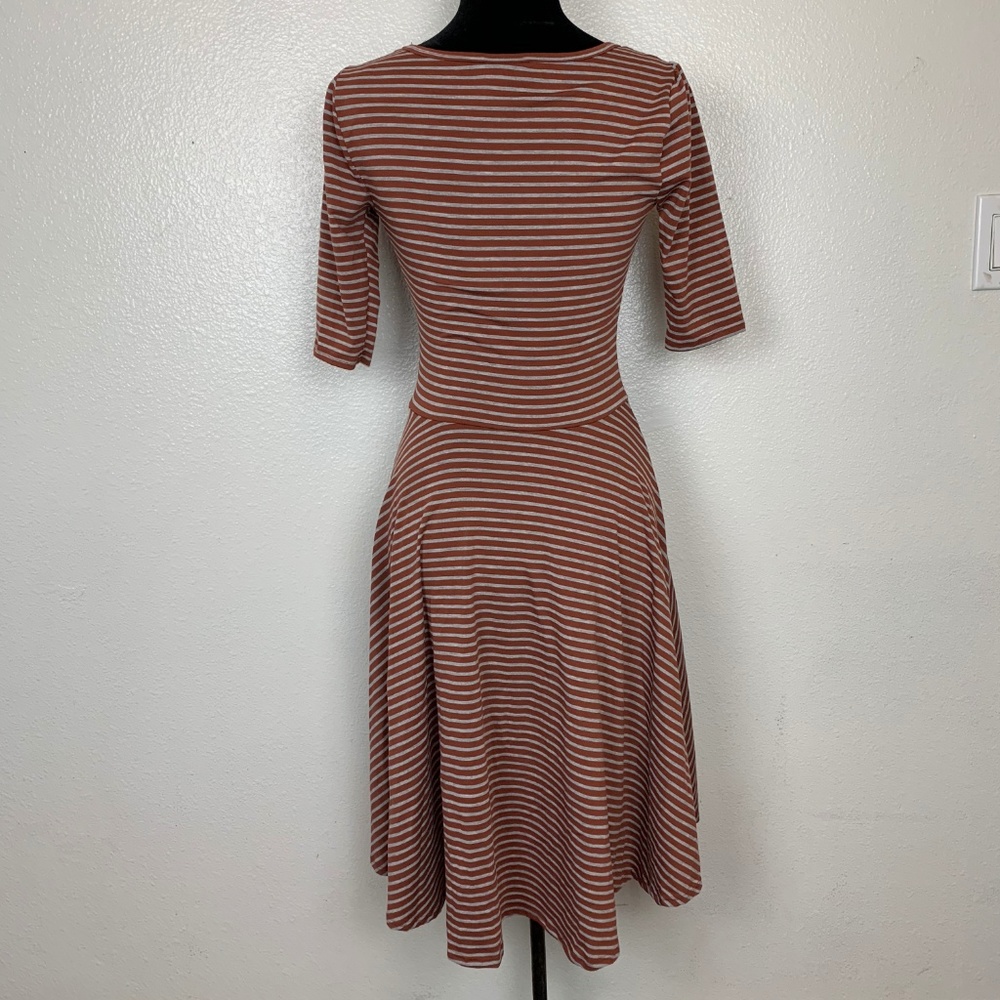 Lularoe Nicole Brown Gray Stripe Dress Size XS - Picture 2 of 7